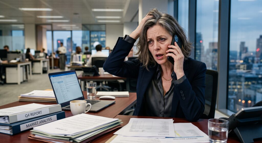 Executive woman, looking stressed