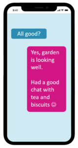Text chat about garden work.